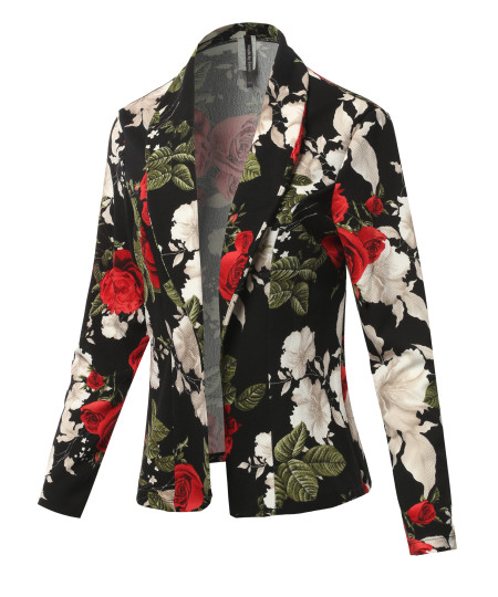 Women's Solid Long sleeve Open Front Office Blazer Jacket