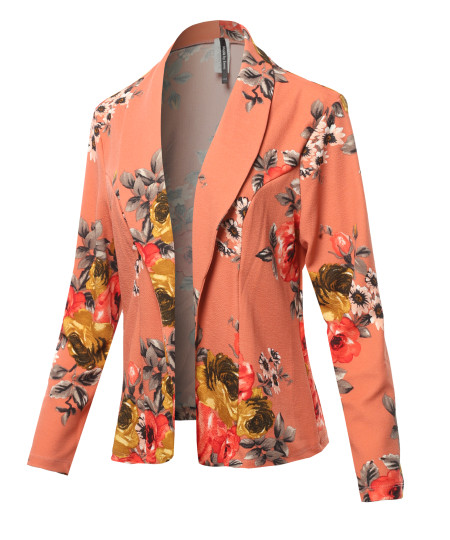 Women's Solid Long sleeve Open Front Office Blazer Jacket