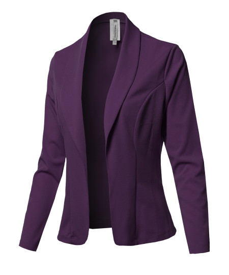 Women's Solid Long sleeve Open Front Office Blazer Jacket