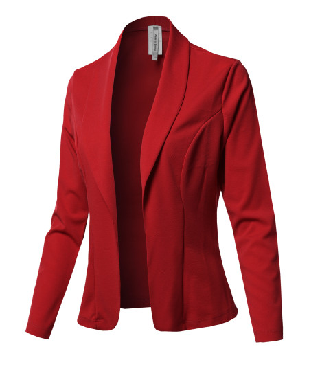 Women's Solid Long sleeve Open Front Office Blazer Jacket