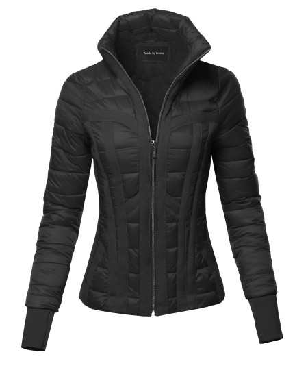 Women's Fitted Casual Solid Detachable Hoodie Puffer Jacket