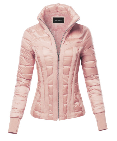 Women's Fitted Casual Solid Detachable Hoodie Puffer Jacket