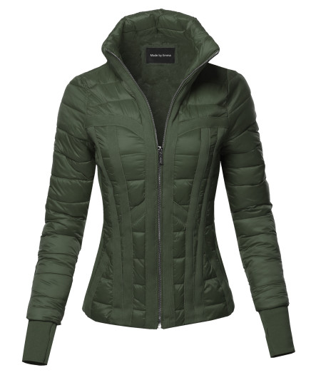 Women's Fitted Casual Solid Detachable Hoodie Puffer Jacket