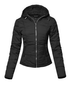 Women's Solid Hooded Packable Ultra Light Weight Short Down Jacket