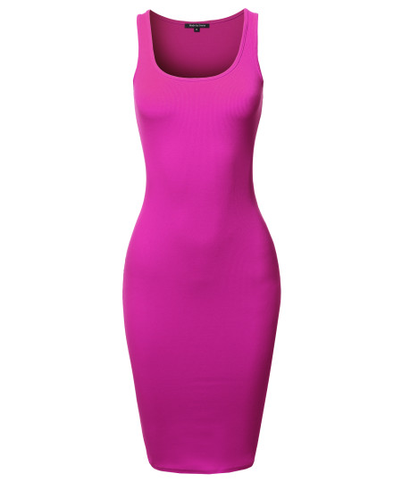 Women's Sexy Ribbed Sleeveless Scoop Neck Dress