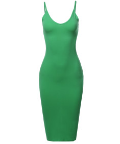 Women's Sexy Solid Bodycon cami dress with back slit