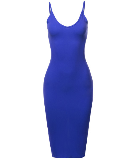 Women's Sexy Solid Bodycon cami dress with back slit