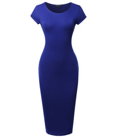 Women's Casual Plain Fully Lined Stretchable Bodycon Sexy Midi Dress