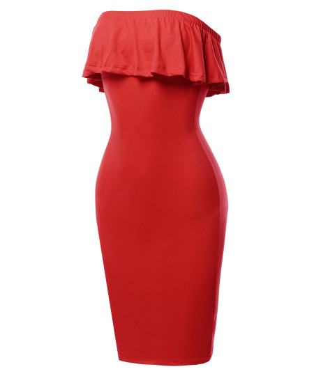 Women's Sexy Off Shoulder Ruffle Tube Top Flounce Dress