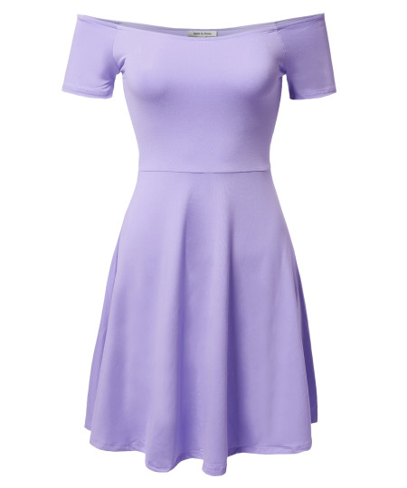 Women's Solid Tight Short Sleeve or Off Shoulder Sheath Princess Dress