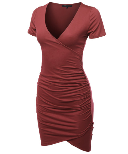 Women's Casual Sexy Stretchable Short Sleeve Solid Bodycon Mini Dress