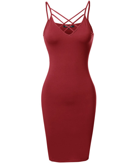 Women's Solid Cotton Lattice-Trim Body-Con Mini Cocktail Dress