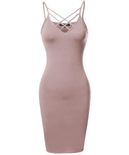 Women's Solid Cotton Lattice-Trim Body-Con Mini Cocktail Dress