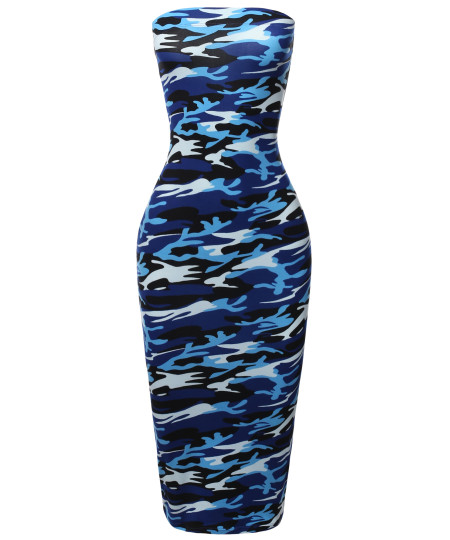 Women's Solid Stretchable Body-Con Midi Tube Dress - Made in USA