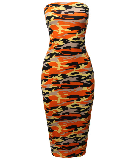 Women's Solid Stretchable Body-Con Midi Tube Dress - Made in USA