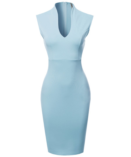 Women's Elegant Sleeveless  Formal Slim Cocktail Party Pencil  Midi Dress