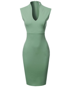 Women's Elegant Sleeveless  Formal Slim Cocktail Party Pencil  Midi Dress