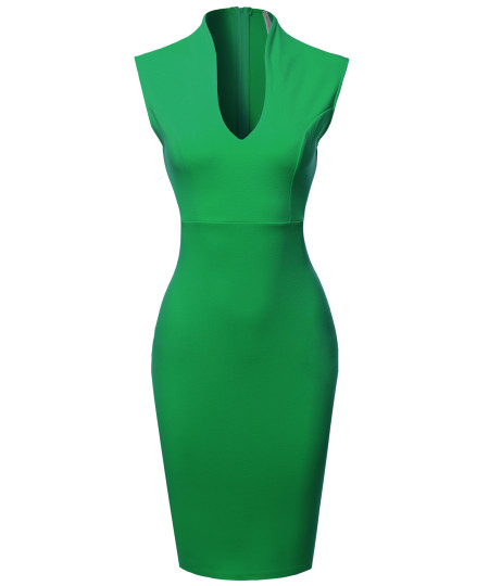 Women's Elegant Sleeveless  Formal Slim Cocktail Party Pencil  Midi Dress