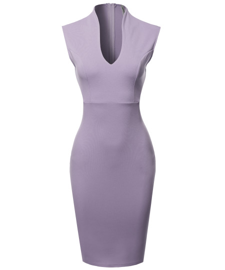 Women's Elegant Sleeveless  Formal Slim Cocktail Party Pencil  Midi Dress