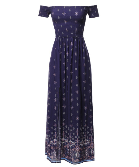 Women's Casual Tie Dye Print Button Trim Waist Tassels Front and Side Slits Maxi Dress