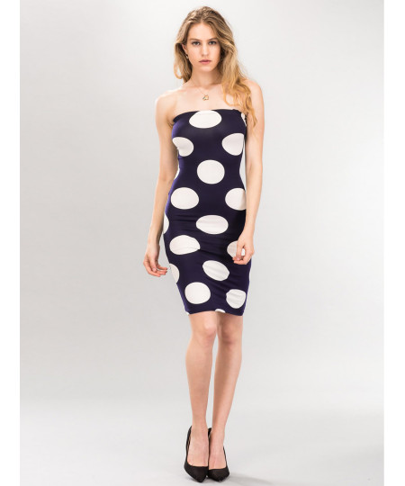 Women's Sexy Premium Fabric Stretch Allover Polka Dot Bodycon Tube top Dress