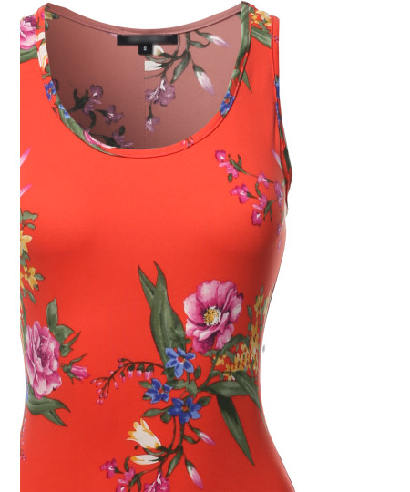 Women's Fitted  Floral or Camouflage Printed Sexy Body-Con Racer-Back Fitted Dress