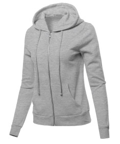 Women's LONG SLEEVE INNER BRUSHED ZIP UP HOODIE FLEECE JACKET