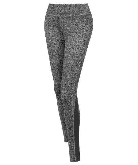 Women's Sports Yoga Fitness Workout Back Mesh Insert Stretch Long Leggings