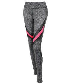 Women's Sports Yoga Fitness Workout Front Mesh Insert Stretch Long Leggings