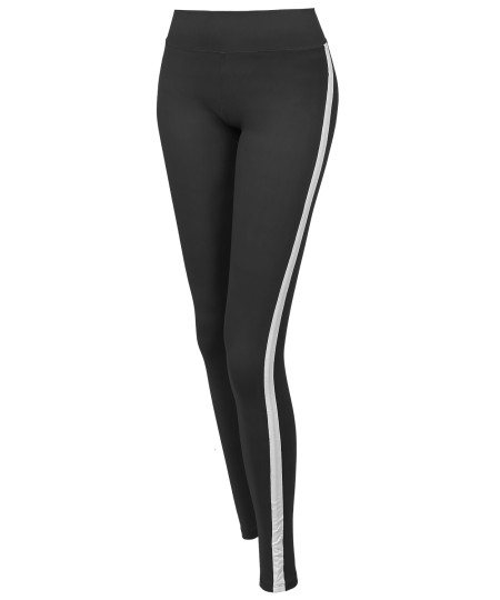 Women's Yoga Fitness Workout Tranning Side stripe Stretch Long Leggings