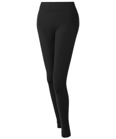 Women's Basic Solid Fleece Seamless Ankle Leggings