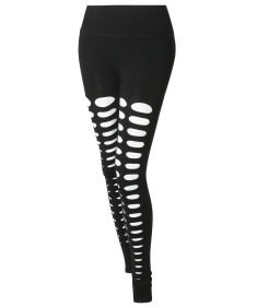 Women's Solid High Waist Double Slice Cut-Out Leggings