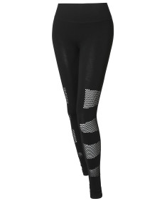 Women's Solid High Waist Side Mesh Detail Leggings