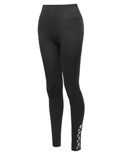 Women's High Waist Diamond Shape Band Tummy-Control Seamlesss Leggings