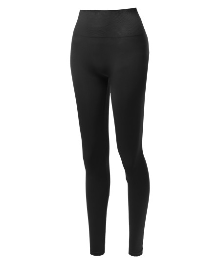 Women's Basic High Waist Diamond Shape Band Seamless Leggings