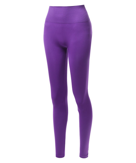 Women's Basic High Waist Diamond Shape Band Seamless Leggings