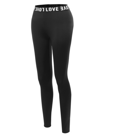 Women's Love Waist Band Athletic Yoga Leggings