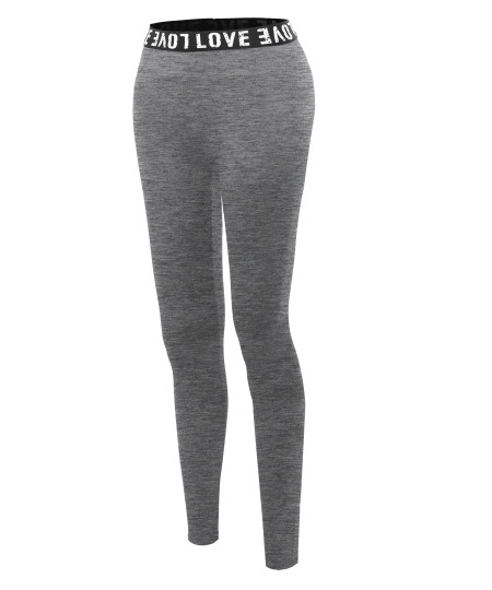 Women's Love Waist Band Athletic Yoga Leggings