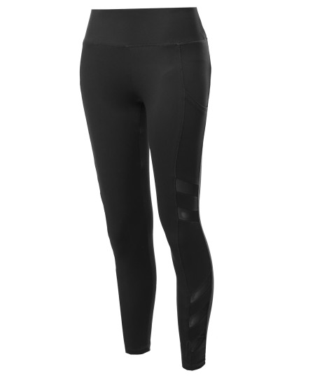 Women's High Waist Side Pockets & Side Mesh Yoga pants