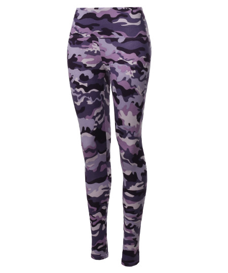 Women's High Waist Fleece Lined Camo Sports Pants