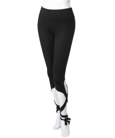 Women's Solid High Waist Cut-Out Tie Capri Leggings