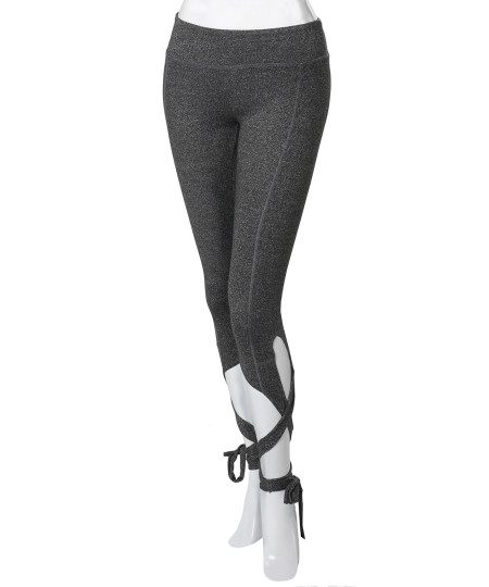 Women's Solid High Waist Cut-Out Tie Capri Leggings