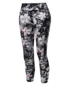 Women's Side Cross Straps Soft Brushed Floral Printed Capri Yoga Pants