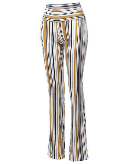 Women's High Waist Boho Print Bell Bottom Palazzo Pants
