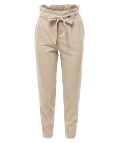 Women's Linen Paper Bag High Waist Pants