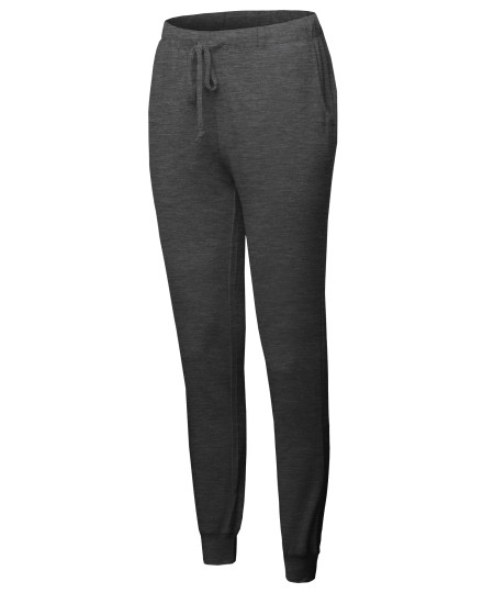 Women's Light-weight French Terry Activewear Jogger Track Cuff Running Sweatpants