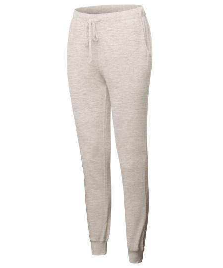 Women's Light-weight French Terry Activewear Jogger Track Cuff Running Sweatpants