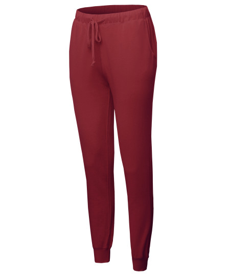 Women's Light-weight French Terry Activewear Jogger Track Cuff Running Sweatpants