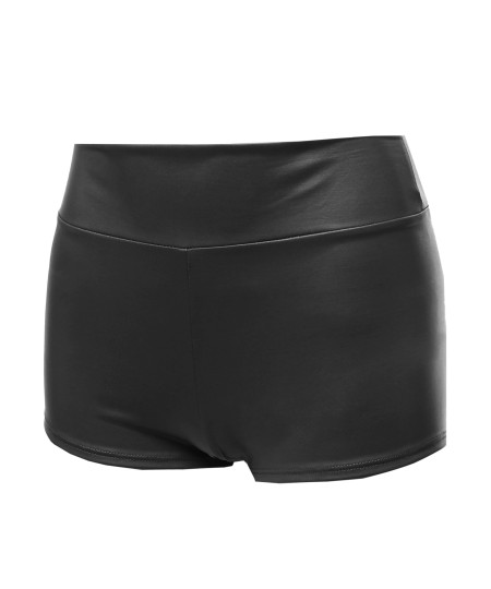 Women's Sexy Casual Faux Leather Fitted Shorts Hot Pants