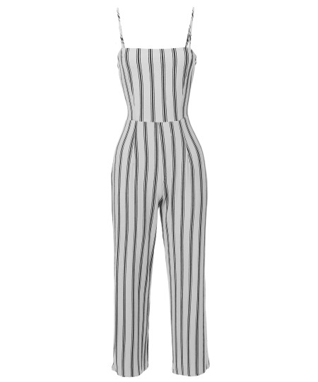 Women's Casual Stripe Camisole Jumpsuit Romper
